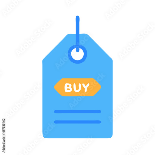 Flat icon of shopping tag with Buy text on it