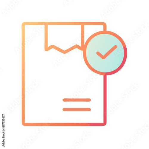 Delivery confirmed package icon in flat design style