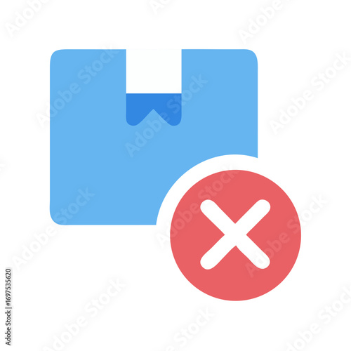 Declined delivery: light blue package with red cancel symbol