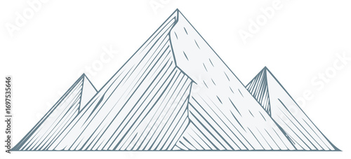 Hand Drawn Mountain Range Illustration Peaks Landscape Outdoor Adventure