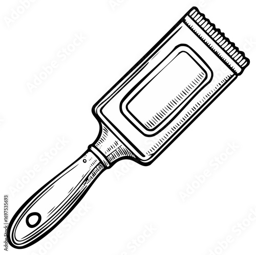 Vintage Hair Dye Brush Outline: Black and White Drawing for Beauty Needs