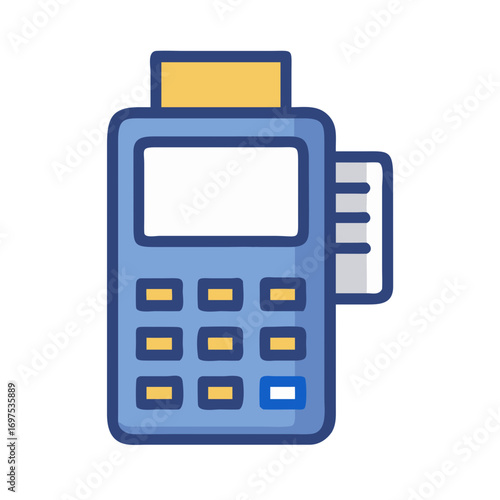 Simple payment terminal icon on solid black background