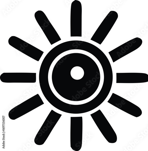 Abstract sun symbol icon representation of brightness warmth energy radiance and celestial body