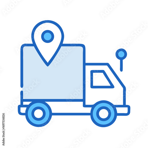 Delivery truck icon indicating location on black background
