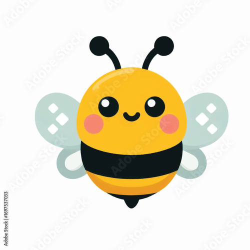 Cute cartoon bee character with big eyes and rosy cheeks.