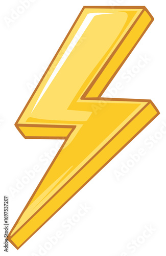 Vibrant Yellow Cartoon Lightning Bolt Symbolizing Electric Power Energy Speed and Warning