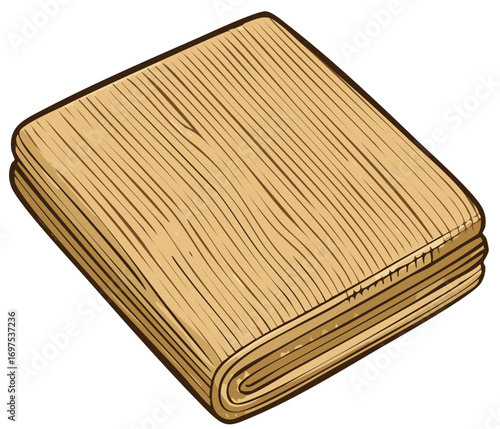 Stacked folded bamboo mat with wood grain texture and lines