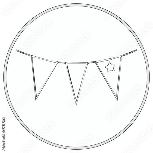 String of Festive Triangle Bunting Flags with Star for Party Decoration Icon