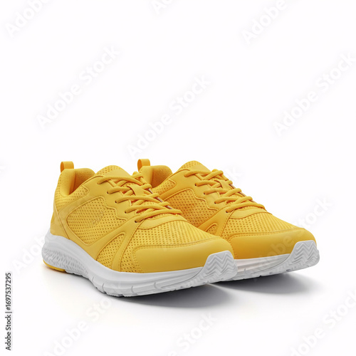 Yellow sneakers isolated on a white background. 3d render image.