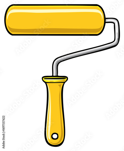 Bright Yellow Paint Roller Tool Illustration for Home Improvement and DIY Renovation Projects