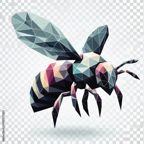Geometric Bee Illustration Low Poly Style Abstract Art.