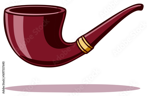 Classic smoking pipe vector illustration isolated on white, retro tobacco accessories