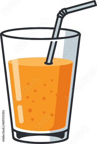 Refreshing Orange Juice in a Tall Glass