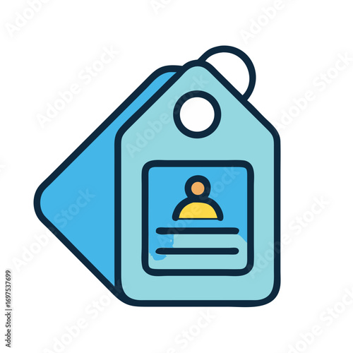 Stylized employee identification badge icon on black background