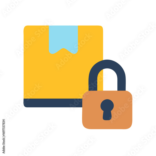Secured delivery box with padlock on dark background illustration