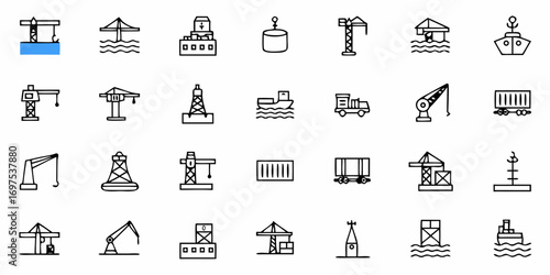 Illustration featuring a variety of delivery and mail icons arranged in a grid pattern on a white background