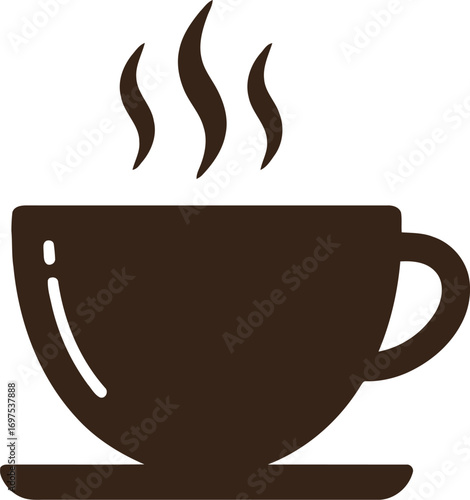 Steaming Coffee Cup Icon with Aroma Swirls