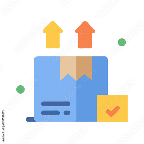 Delivery box with arrows symbolising package transit completion