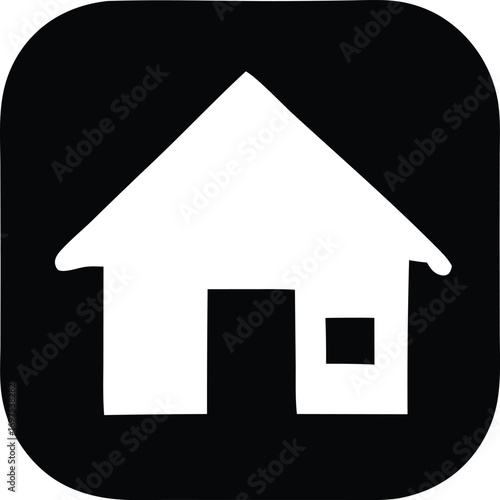 Simple white house icon inside a rounded square interface element for digital applications and web design projects