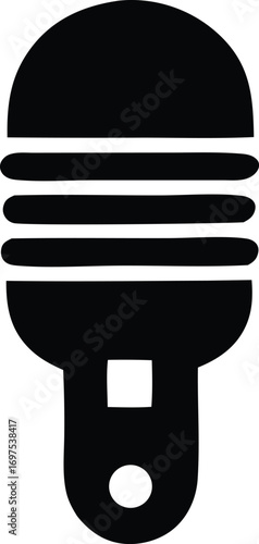 Classic microphone icon simple silhouette for audio recording music podcasts broadcast communication and sound capture