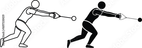 Athletic figure preparing to throw a hammer in a competition