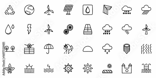 Collection of cloud computing and networking icons featuring server, data, and connection representations