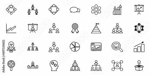 Illustration showing various financial icons including money charts and business related symbols