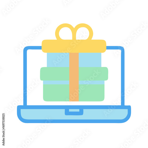 Online gift delivery concept shown on computer illustration