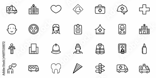Collection of environmental and sustainability icons representing ecological awareness and conservation efforts