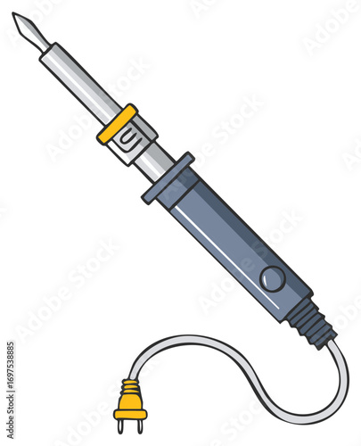 Cartoon Style Electronic Soldering Iron Repair Tool Illustration