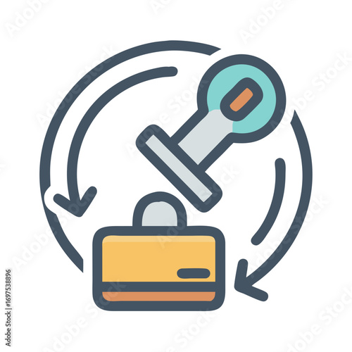 Credit card transaction processing with security key icon illustration