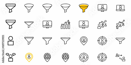 Collection of nautical themed icons including anchors, ropes, boats, and other maritime related symbols