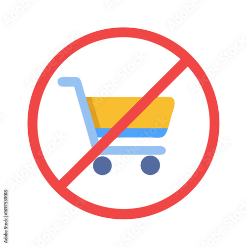 No shopping cart allowed prohibited sign on black background
