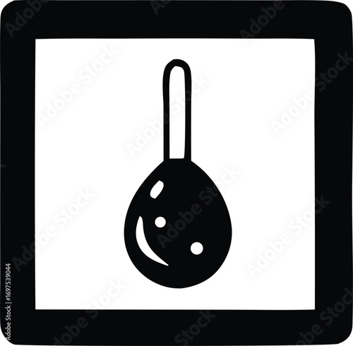 Stylized icon of a medical syringe bulb with plunger ready for use simple doodle art design element.