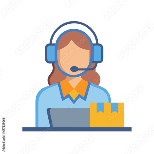 Customer service representative providing support for package delivery online