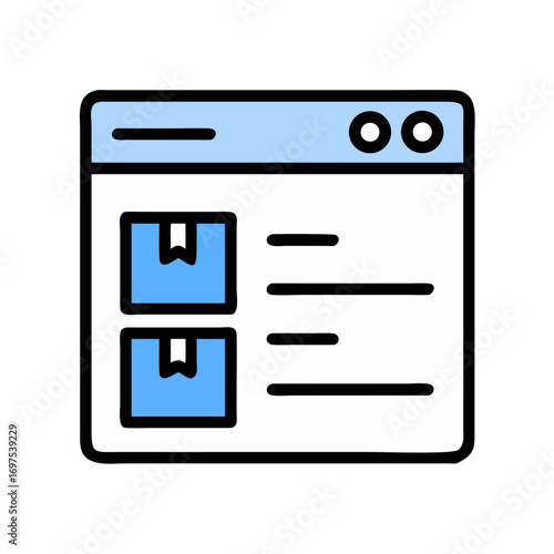 Online order fulfillment icon showing delivery on a website