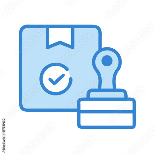 Approved package delivery with stamp illustration on black background