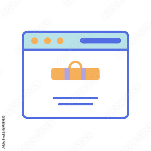 Online travel booking concept illustration on browser mockup window