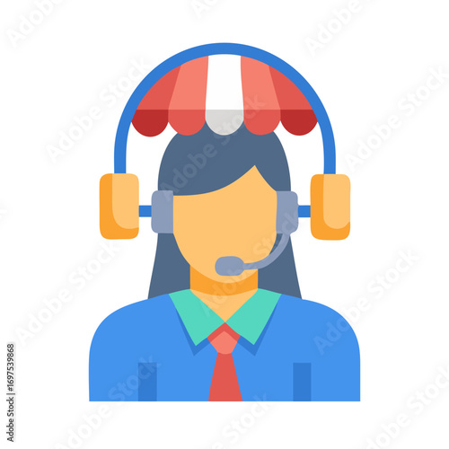 Female customer service representative vector illustration with headset