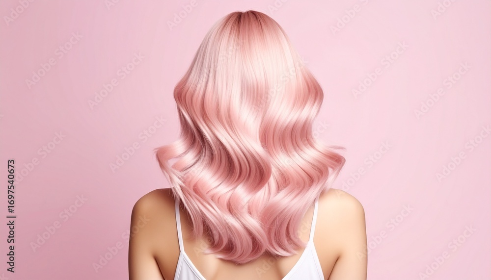 Obraz premium 淡いピンク色のヘアカラーの女性 ヘアモデル