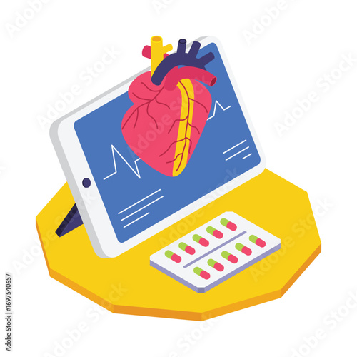 Heart Disease Diagnostic isometric vector illustration.