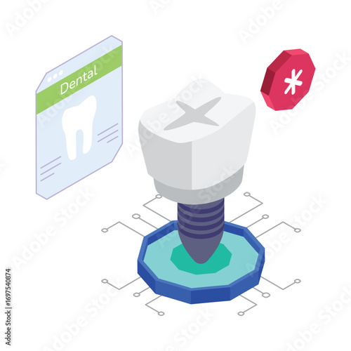 Dental Implant Treatment isometric vector illustration.