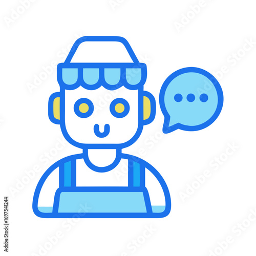Stylized figure with speech bubble on black background illustration