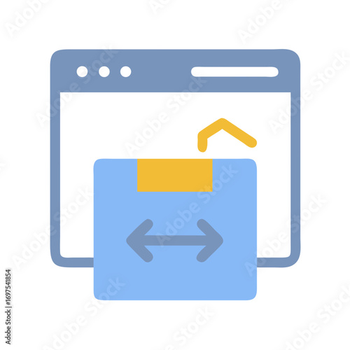 Flat icon image of data migration between digital systems