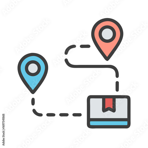 Shipping Route Graphic Illustration Showing Package Destination Delivery