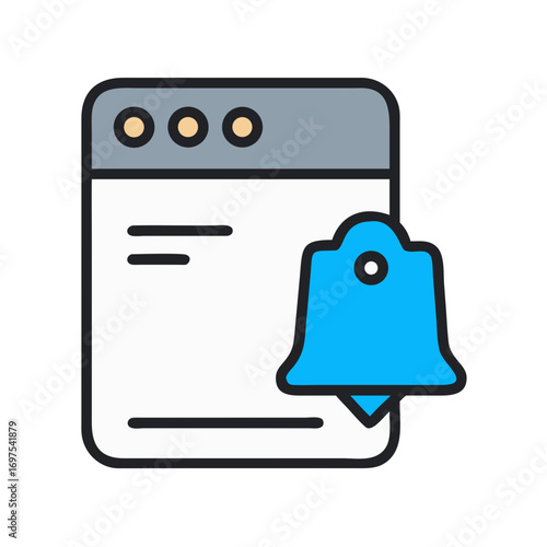 Website Notification Icon with a Blue Bell Indicator