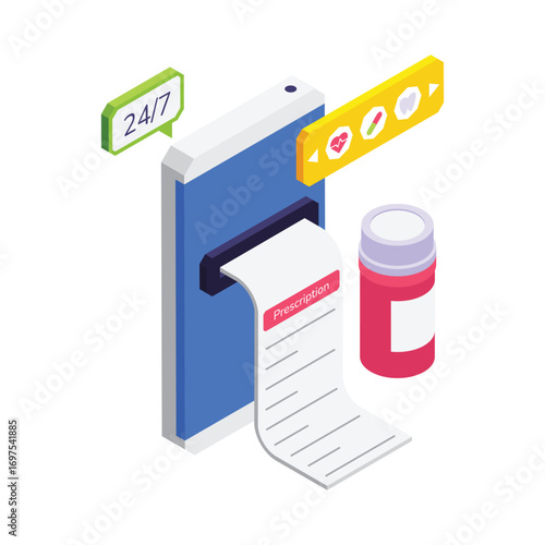 Online Treatment Recipe isometric vector illustration.