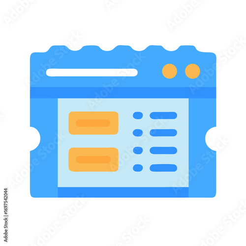 Flat design ticket illustration showing abstract page content