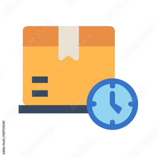 Fast delivery service box with clock indicating time