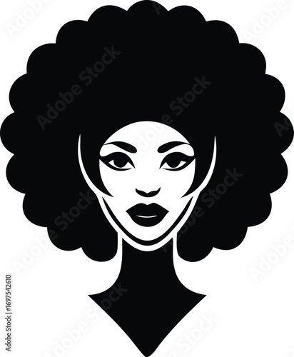 afro american woman head logo silhouette vector